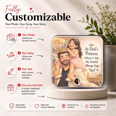 Musical Fridge Magnet Gift for Father Day from Daughter | Birthday Gift for Papa Rechargeable Music Fridge Magnet for Refrigerator & Almirah Decor